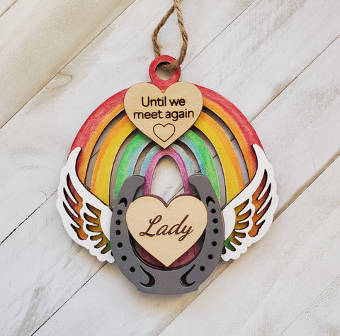 3D Horse Rainbow Pet Memorial Ornament, Personalized Pet Remembrance Keepsake Artwork, Fur Baby Rainbow Bridge Memorial Gift for Owner