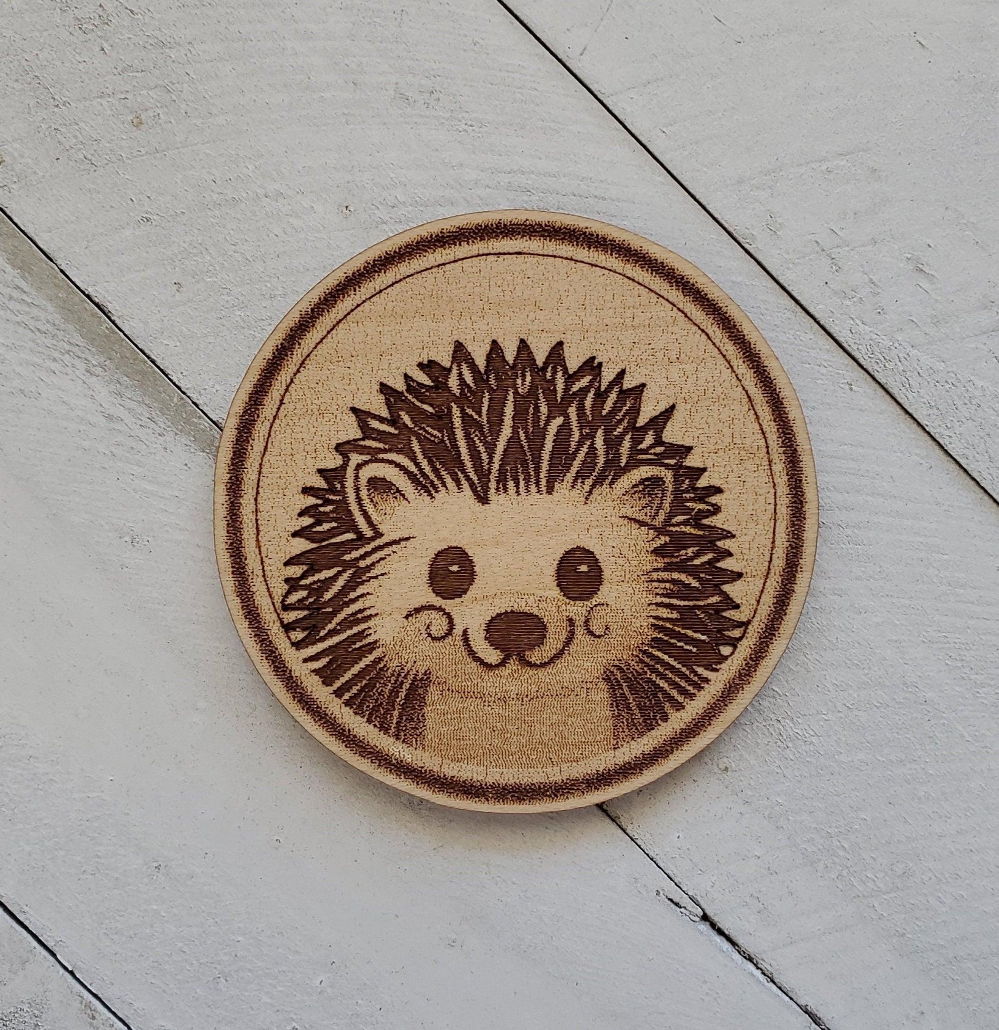 Hedgehog Wood Kitchen Magnet, Woodland Hedgehog Bulletin Board Magnet or White Board Note Holder, Gift for Child, Hedgehog Lover, Bestie