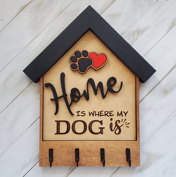 Dog Lover Wall Key Holder, Wooden 3 Layer Dog Key Holder, Home Key Organizer, Dog Lover, Dog Mom, or Dog Dad Gift, Dog Themed Home Decor