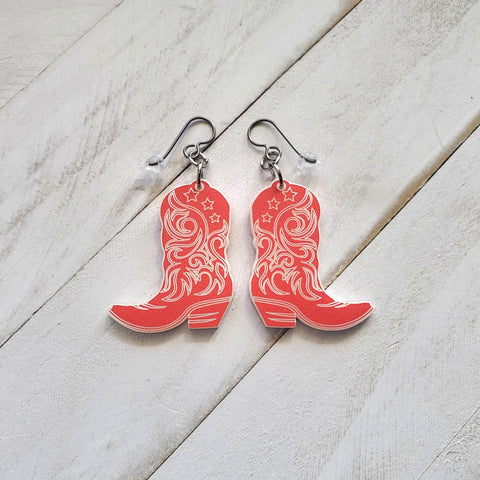 Red Cowgirl Boots Dangle Earrings, Cowboy Core Dangle Earrings, Country Girl Jewelry, Western Wear Accessories, Bestie Birthday Gift