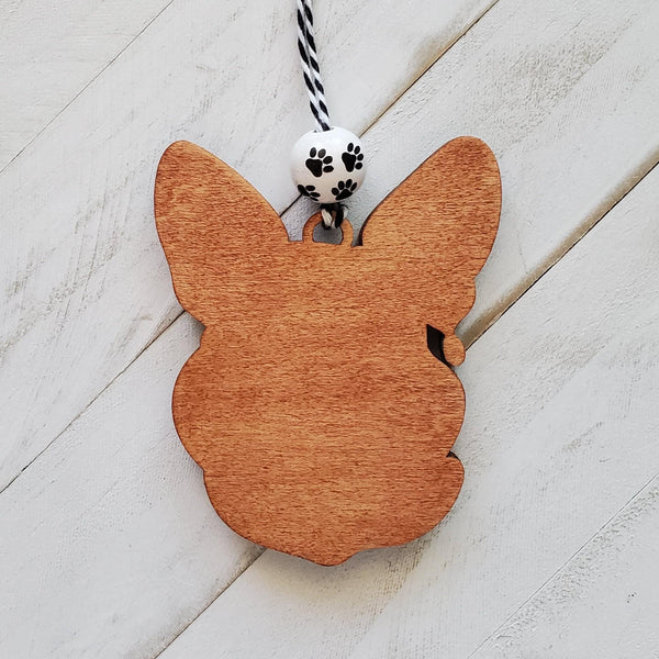 Corgi Line Art Ornament, Corgi 2 Layer Wooden Christmas Ornament, Gift for Corgi Lovers, Corgi Dog Breed Wood Art