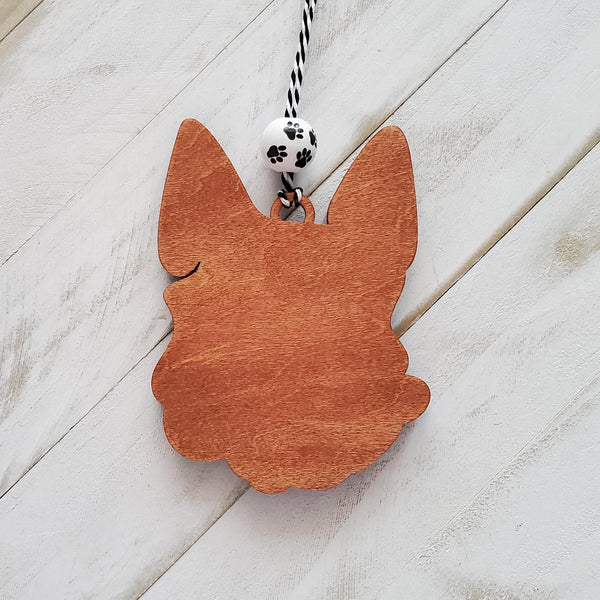 German Shepard Art Ornament, German Shepard 2 Layer Wooden Christmas Ornament, Gift for Dog Lovers, German Shepard Wood Art