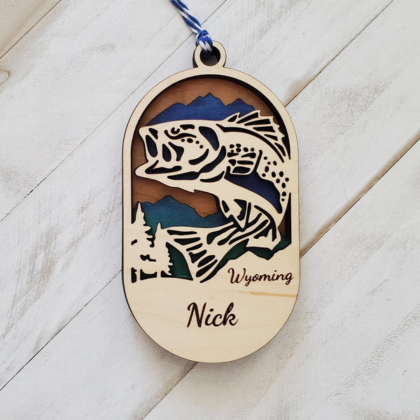 Personalized Game Fish Ornament, 3 Layer Fish Ornament, Gift For Fisherman, Outdoorsman Christmas Ornament, Gift For Dad or Grandpa