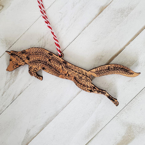 Swedish Folk Art Fox Wooden Ornament, Scandinavian Folk Art Christmas Ornament, Secret Santa Gift, Folk Art Home Decor