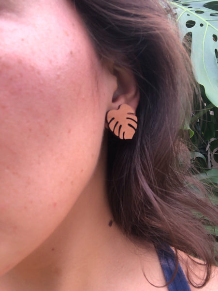 Monstera Leaf Stud Earrings