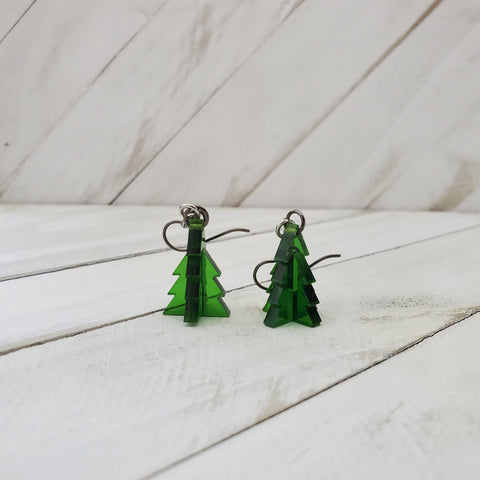 3D Acyrlic Christmas Tree Earrings