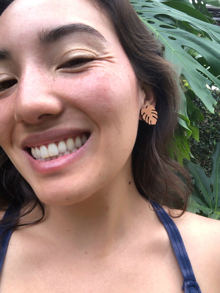 Monstera Leaf Stud Earrings