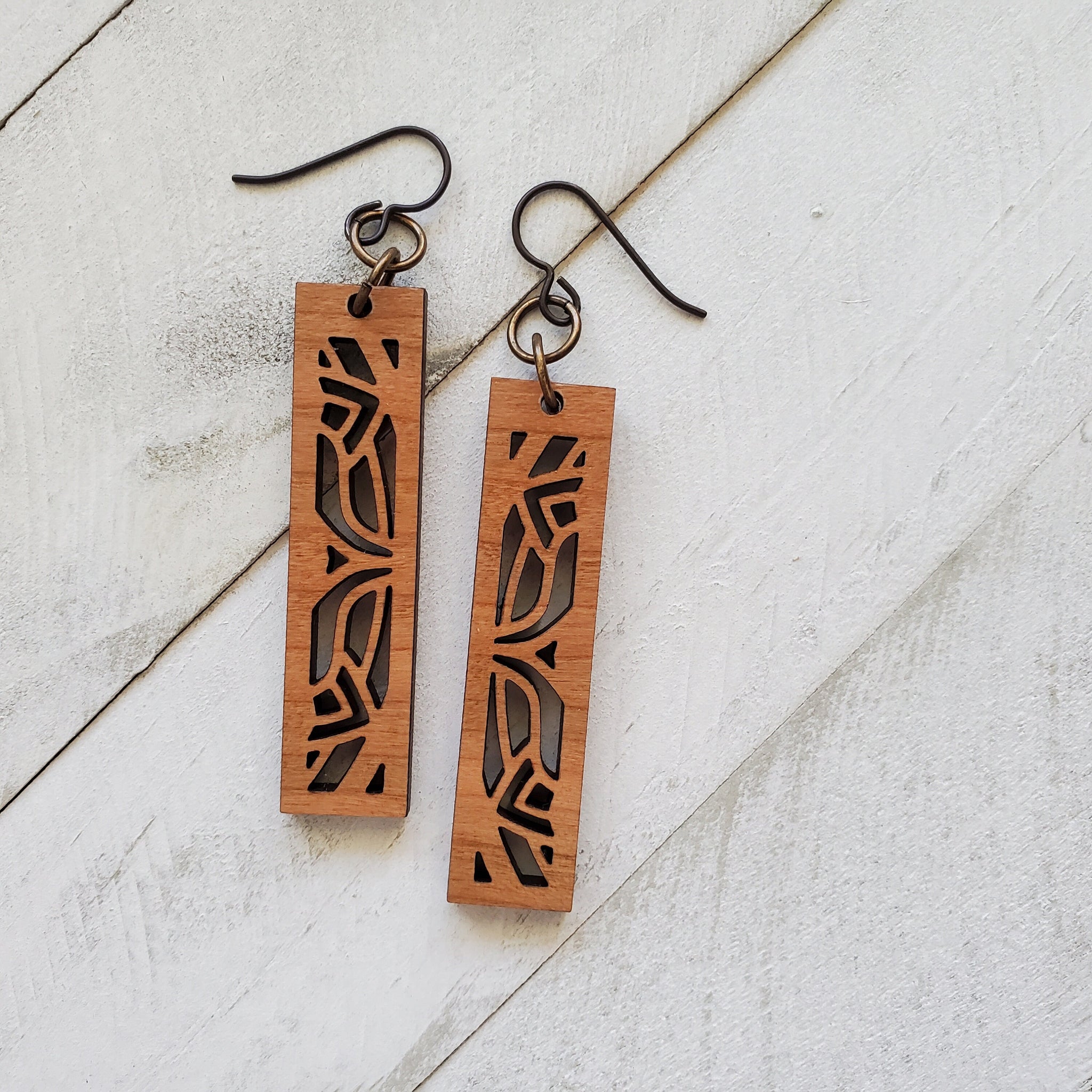 Rectangle Butterfly Mandala Earrings