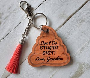 Don't Do Stupid Shit Emoji Keychain