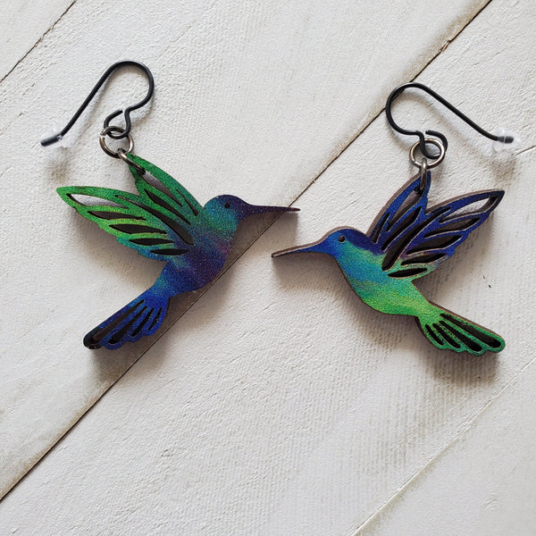 Blue & Green Hummingbird Earrings