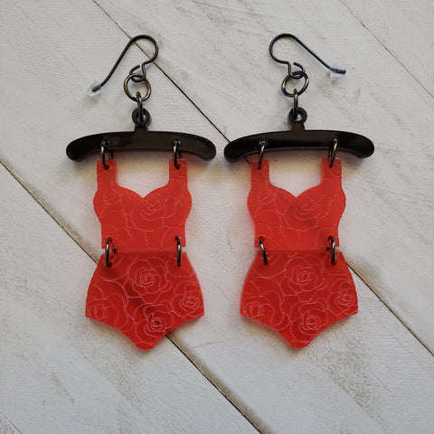 Red Floral Swimsuit Earrings