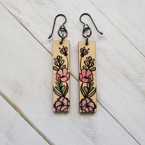 Floral Rectangle Earrings