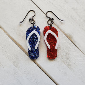 Red, White & Blue Flip Flop (Slipper) Earrings