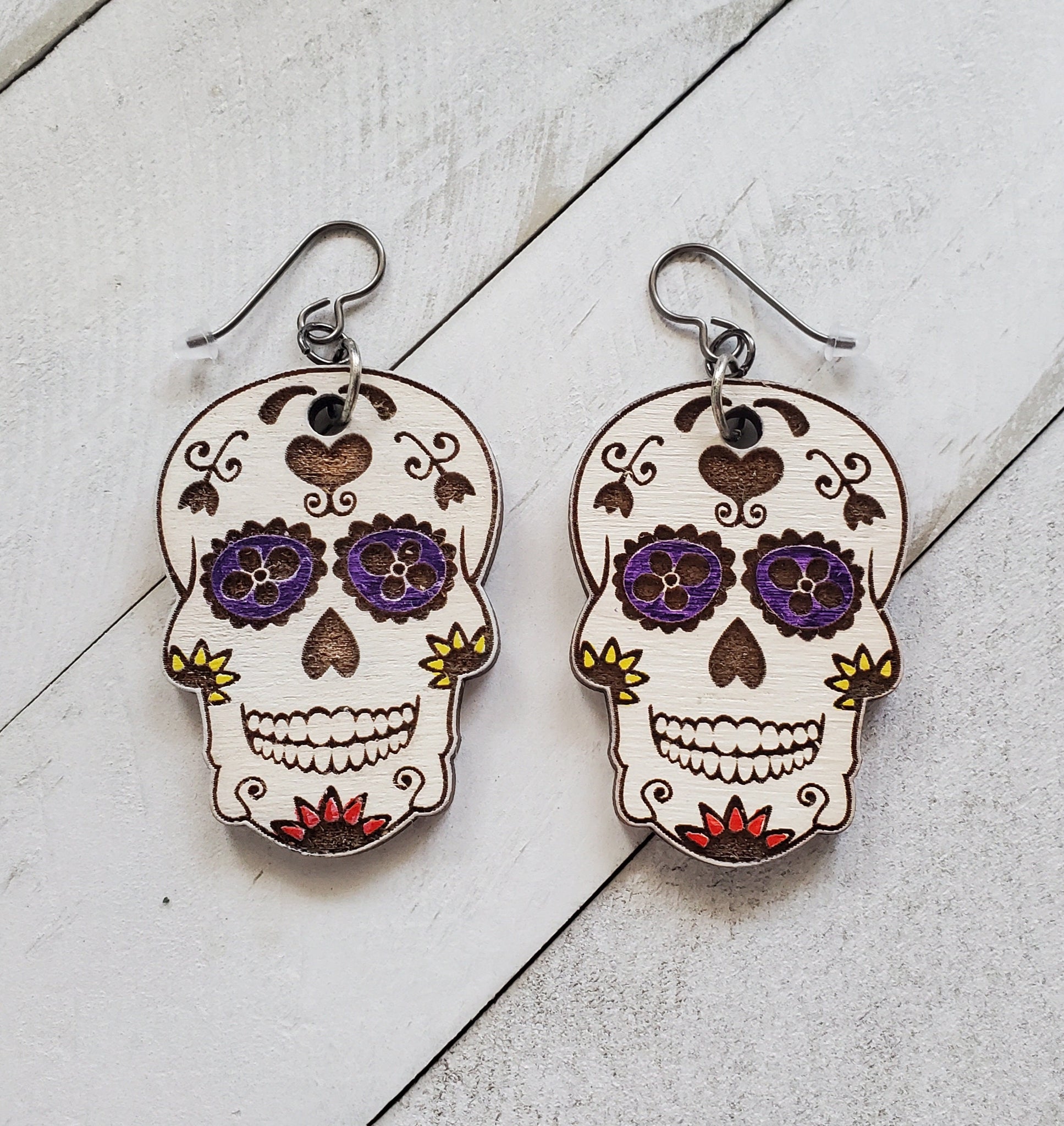 Mexican Day of the Dead 925 Sterling Silver Sugar Skull Earrings for W   The Mexican Collection