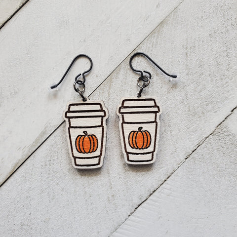 Pumpkin Spice Coffee Dangle Earrings