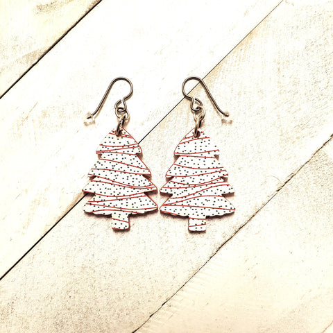 Snack Cake Christmas Tree Dangle Earrings