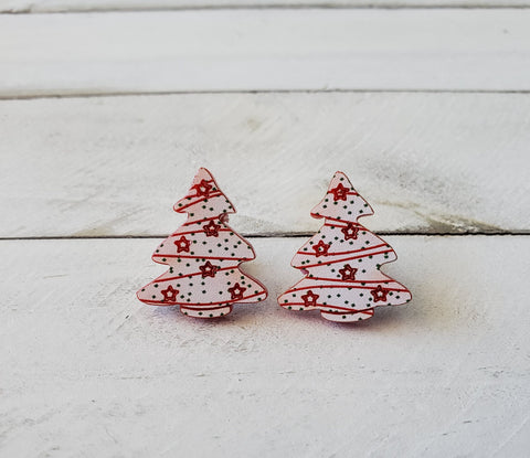 Floral Christmas Tree Stud Earrings