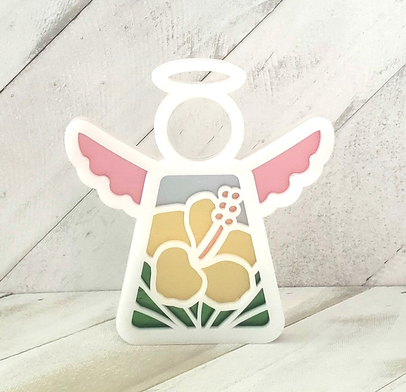 Acrylic Hibiscus Angel Suncatcher Ornament