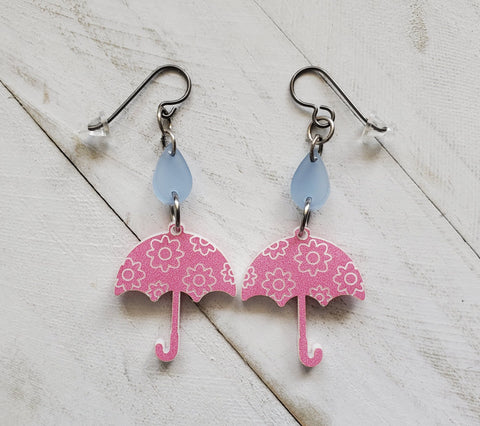 Raindrop Floral Umbrella Earrings