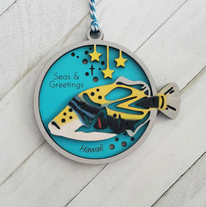 Reef Triggerfish Hawaii Ornament, Humuhumunukunukuapua'a State Fish Ornament, Hawaii Gift or Souvenir, Personalized Tropical Ornament