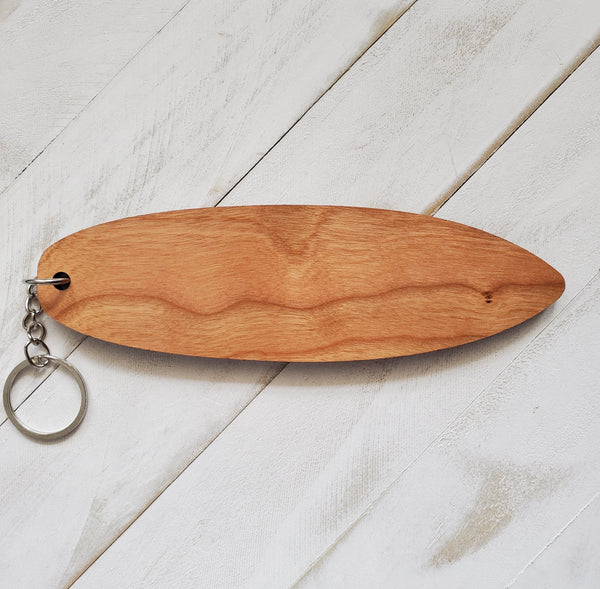 Aloha Longboard Keychain, Wooden Surfboard Keychain, Tropical Beach Lover Keychain, Gift for Surfer, Gift of Aloha, Souvenir From Hawaii